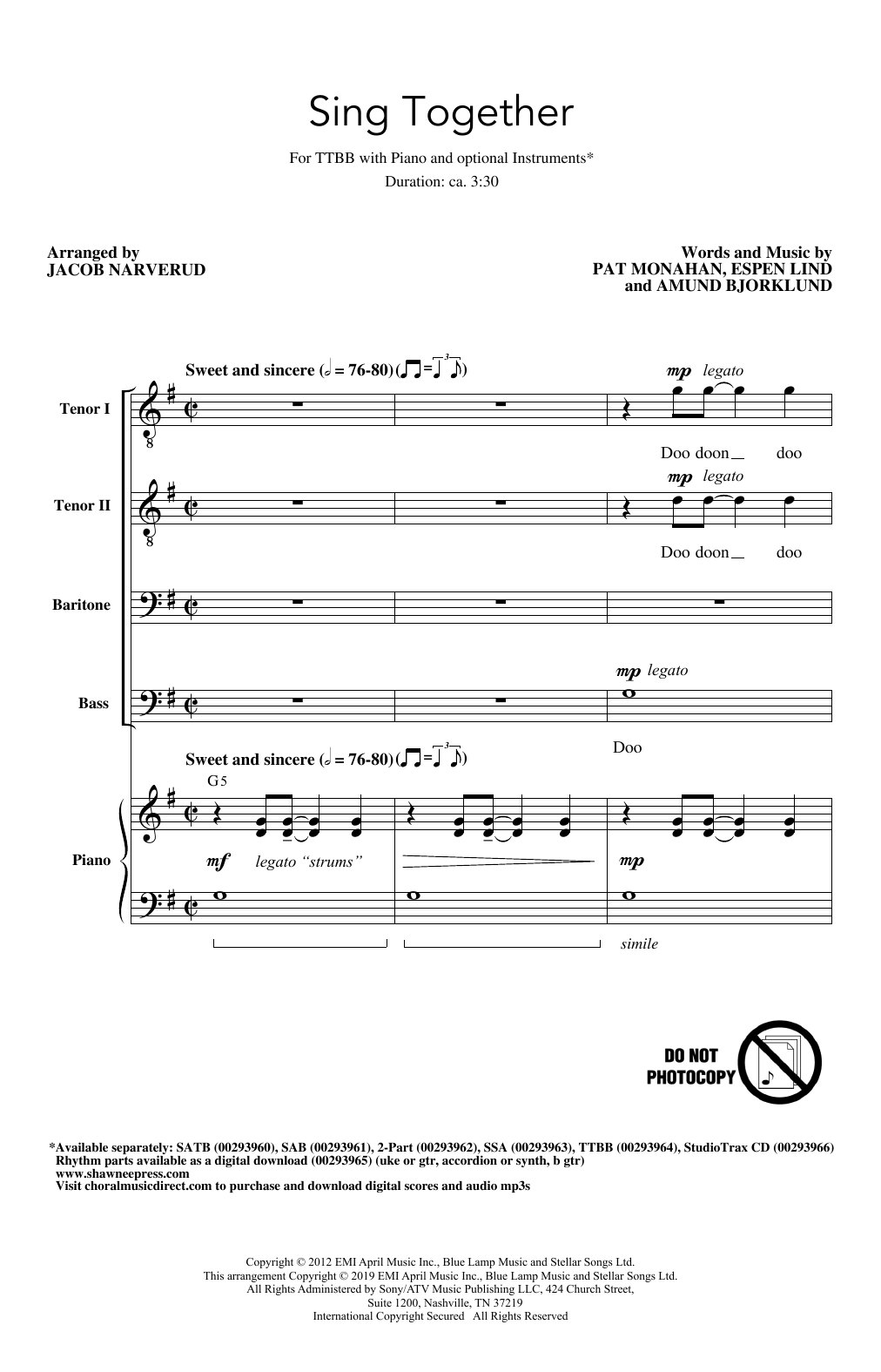 Download Train Sing Together (arr. Jacob Narverud) Sheet Music and learn how to play SATB Choir PDF digital score in minutes