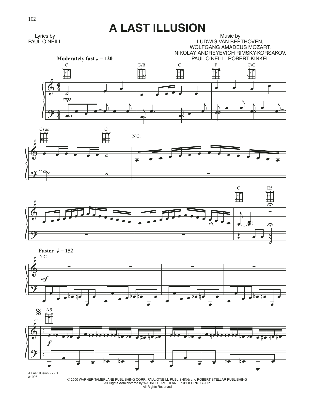 Download Trans-Siberian Orchestra A Last Illusion Sheet Music and learn how to play Piano, Vocal & Guitar Chords (Right-Hand Melody) PDF digital score in minutes