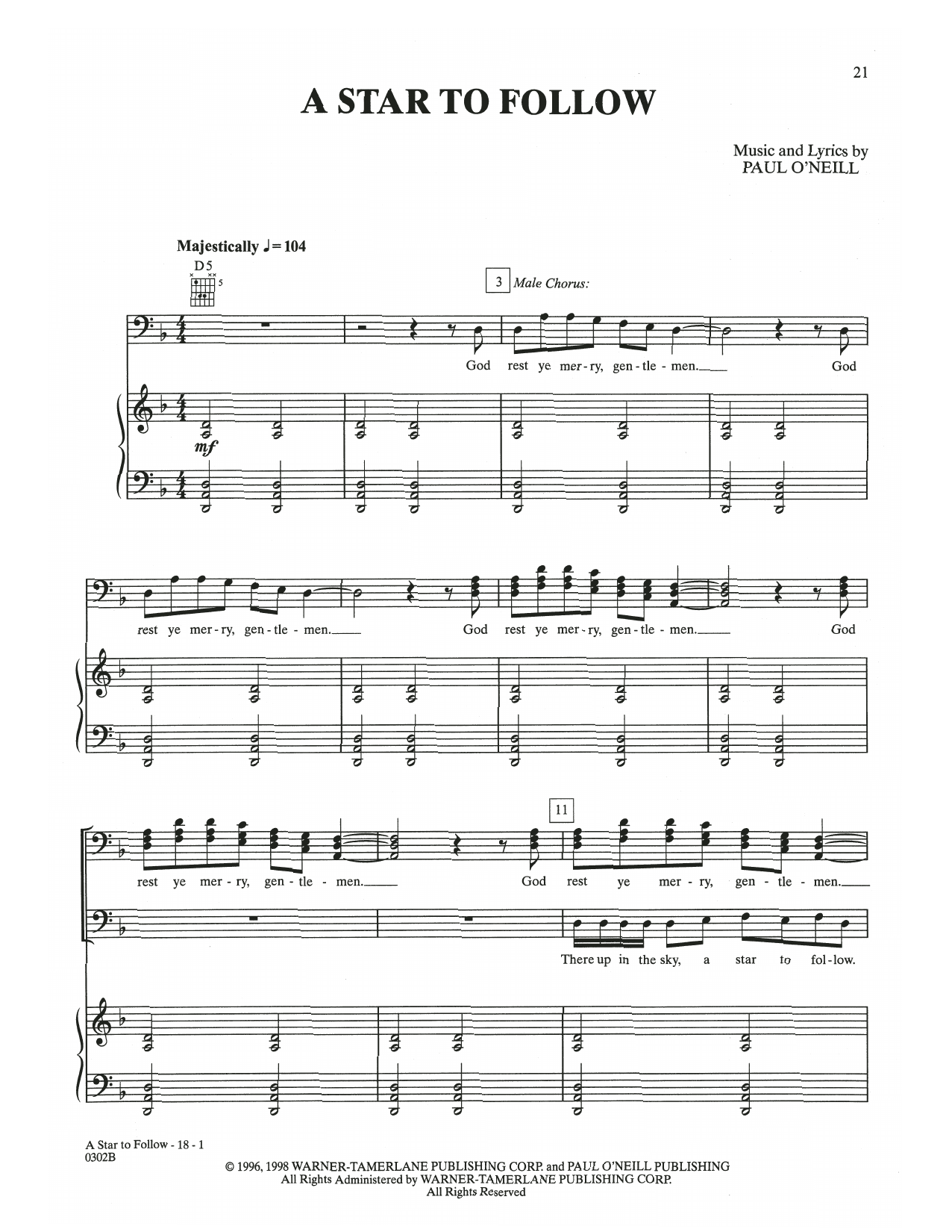 Download Trans-Siberian Orchestra A Star To Follow Sheet Music and learn how to play Piano, Vocal & Guitar Chords (Right-Hand Melody) PDF digital score in minutes