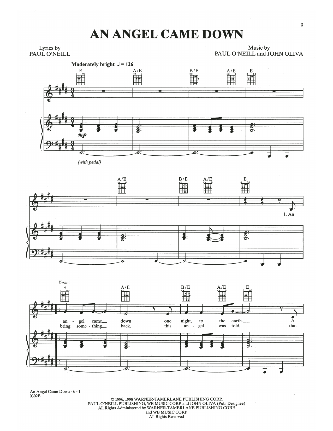 Download Trans-Siberian Orchestra An Angel Came Down Sheet Music and learn how to play Piano, Vocal & Guitar Chords (Right-Hand Melody) PDF digital score in minutes