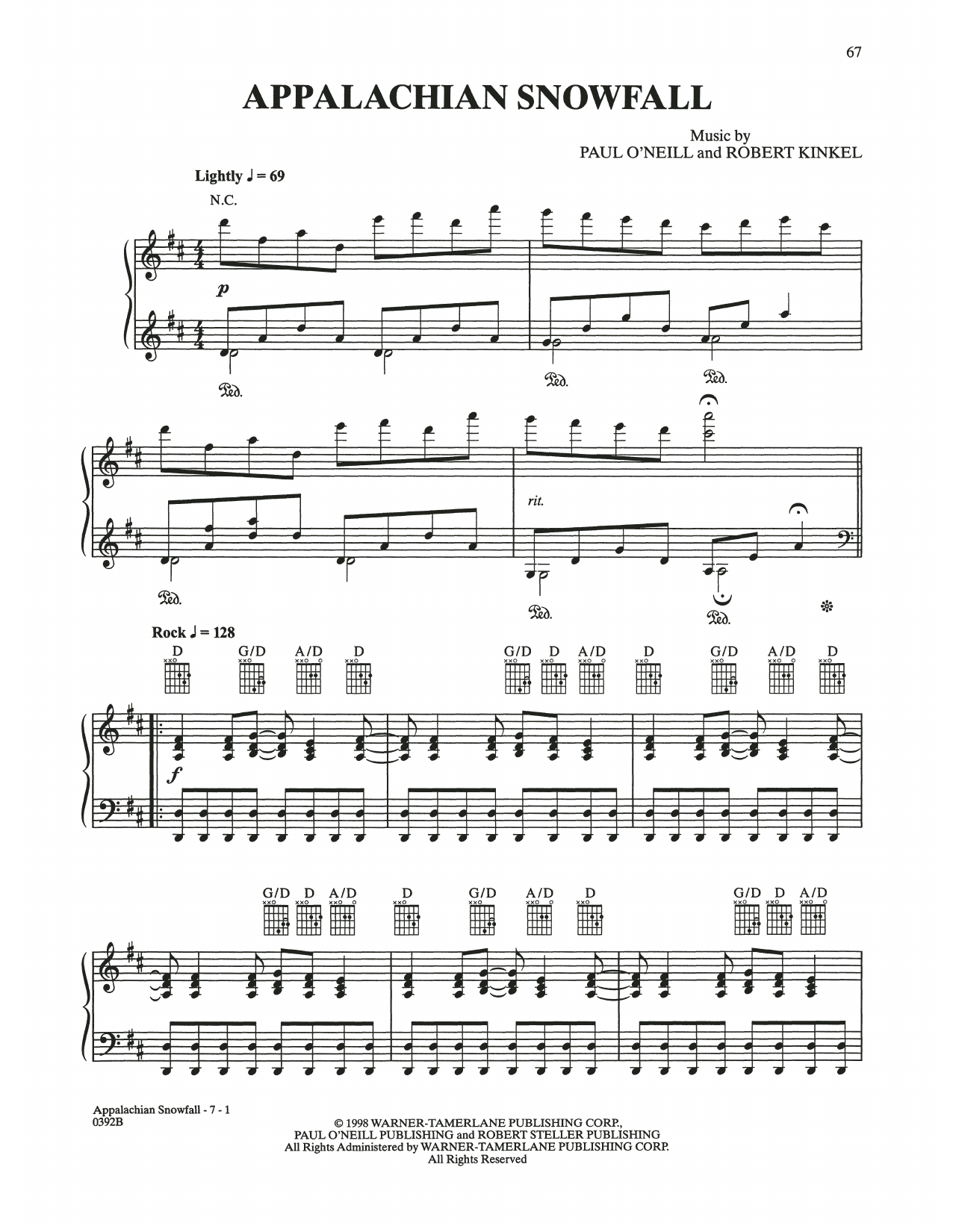 Download Trans-Siberian Orchestra Appalachian Snowfall Sheet Music and learn how to play Piano Solo PDF digital score in minutes