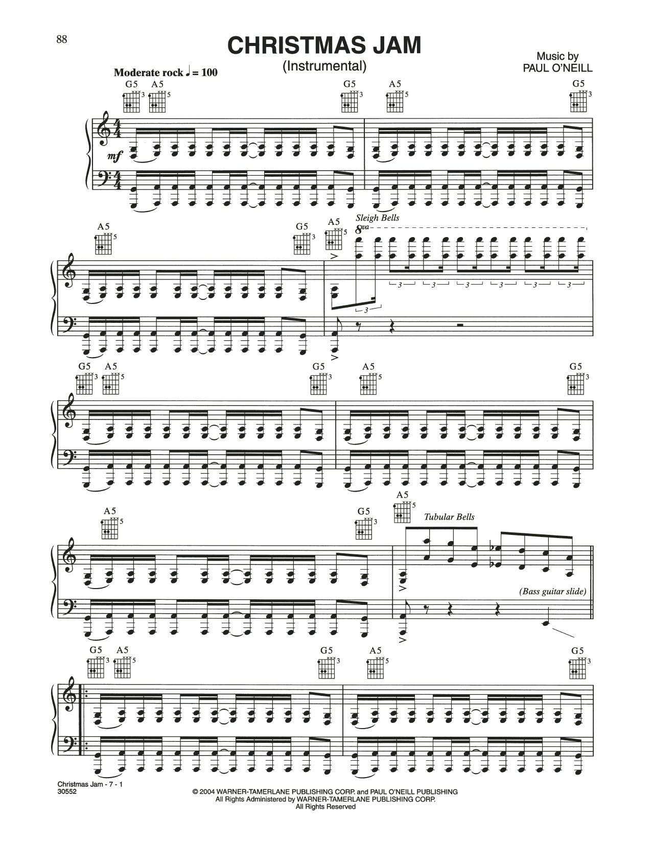 Download Trans-Siberian Orchestra Christmas Jam Sheet Music and learn how to play Piano Solo PDF digital score in minutes