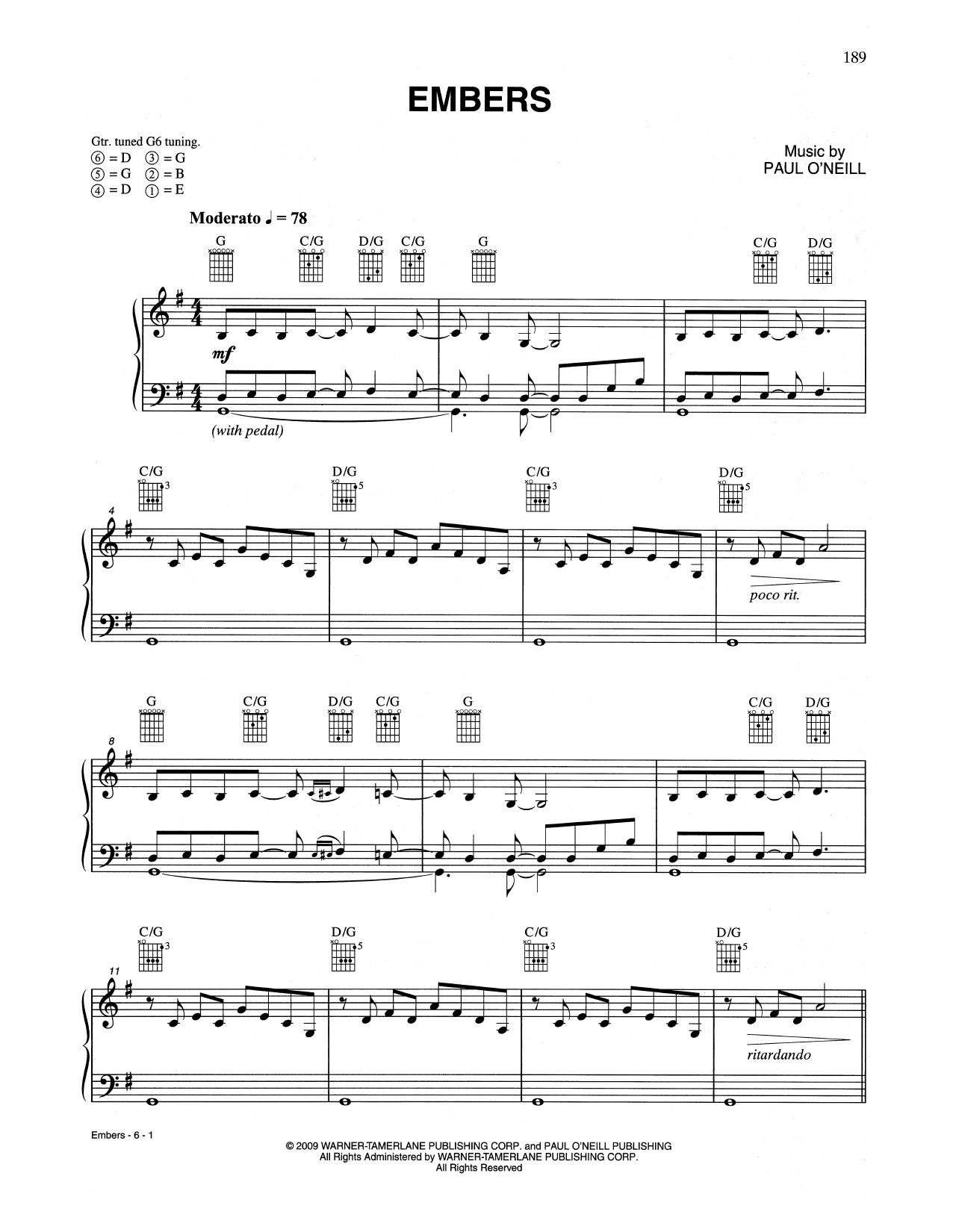 Download Trans-Siberian Orchestra Embers Sheet Music and learn how to play Piano Solo PDF digital score in minutes