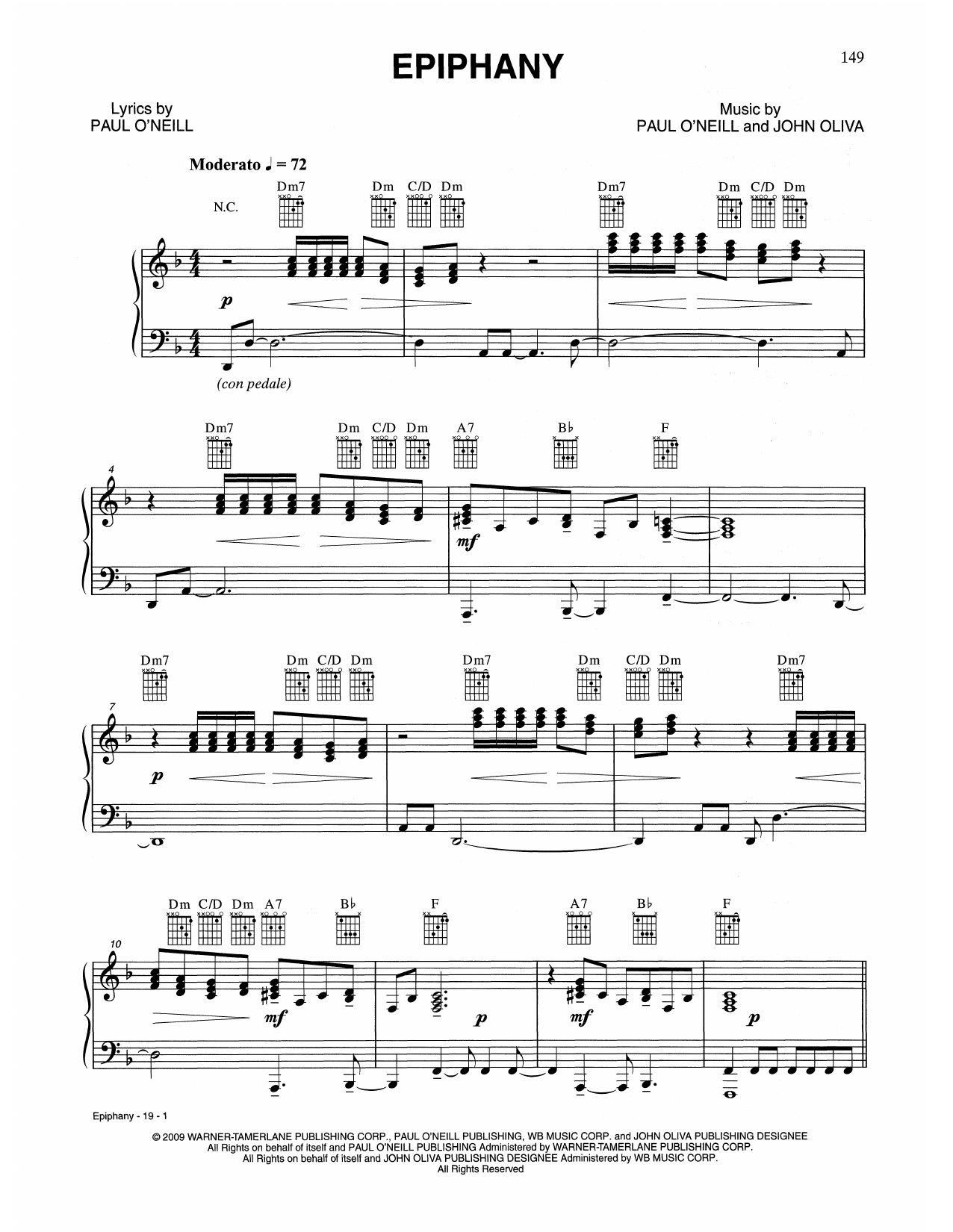 Download Trans-Siberian Orchestra Epiphany Sheet Music and learn how to play Piano, Vocal & Guitar Chords (Right-Hand Melody) PDF digital score in minutes