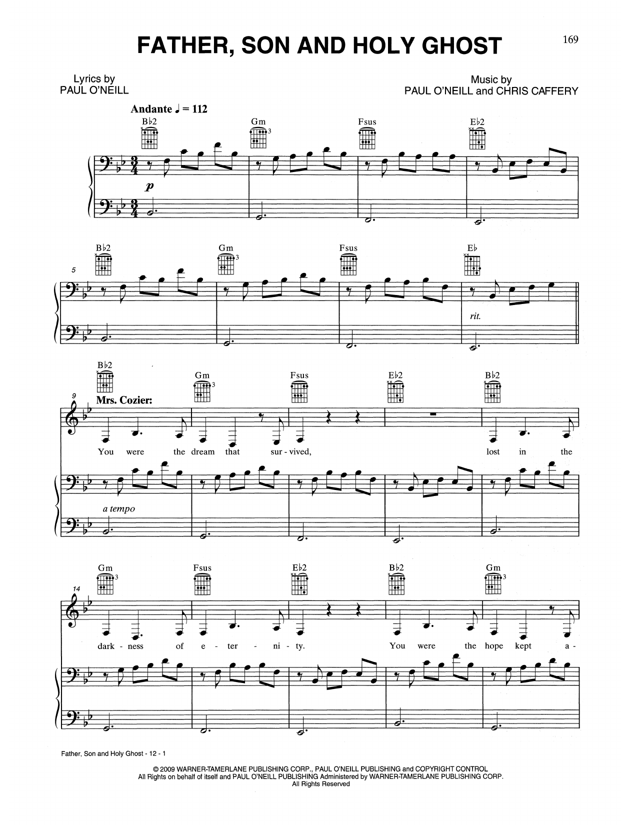 Download Trans-Siberian Orchestra Father, Son And Holy Ghost Sheet Music and learn how to play Piano, Vocal & Guitar Chords (Right-Hand Melody) PDF digital score in minutes