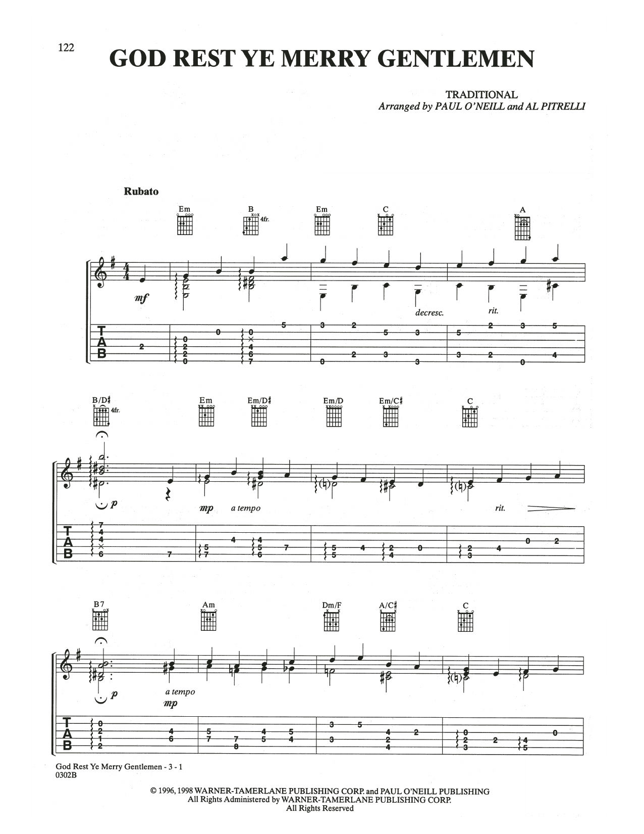Download Trans-Siberian Orchestra God Rest Ye Merry Gentlemen Sheet Music and learn how to play Guitar Tab PDF digital score in minutes