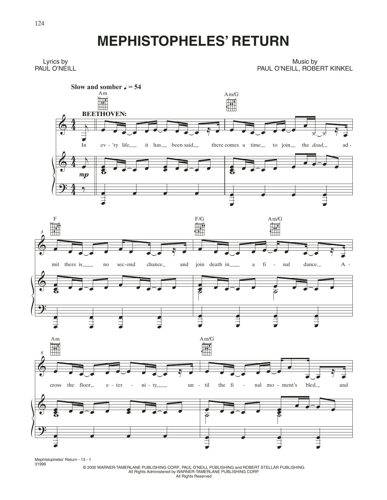 Download Trans-Siberian Orchestra Mephistopheles' Return Sheet Music and learn how to play Piano, Vocal & Guitar Chords (Right-Hand Melody) PDF digital score in minutes