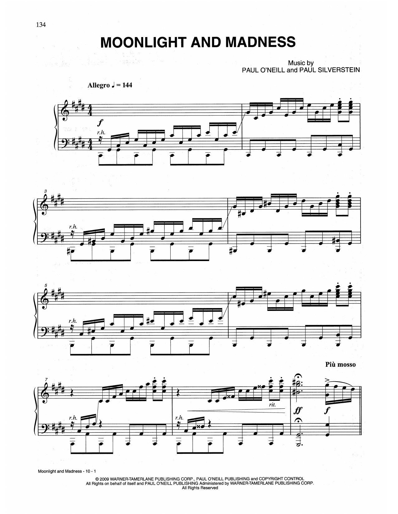 Download Trans-Siberian Orchestra Moonlight And Madness Sheet Music and learn how to play Piano Solo PDF digital score in minutes