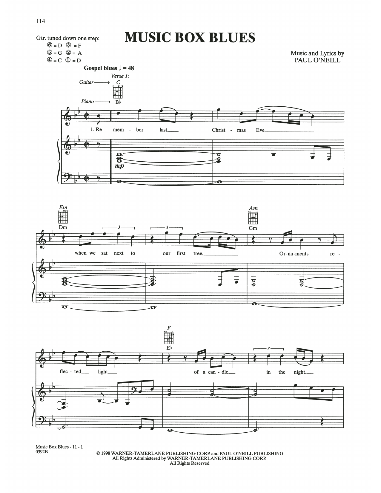 Download Trans-Siberian Orchestra Music Box Blues Sheet Music and learn how to play Piano, Vocal & Guitar Chords (Right-Hand Melody) PDF digital score in minutes