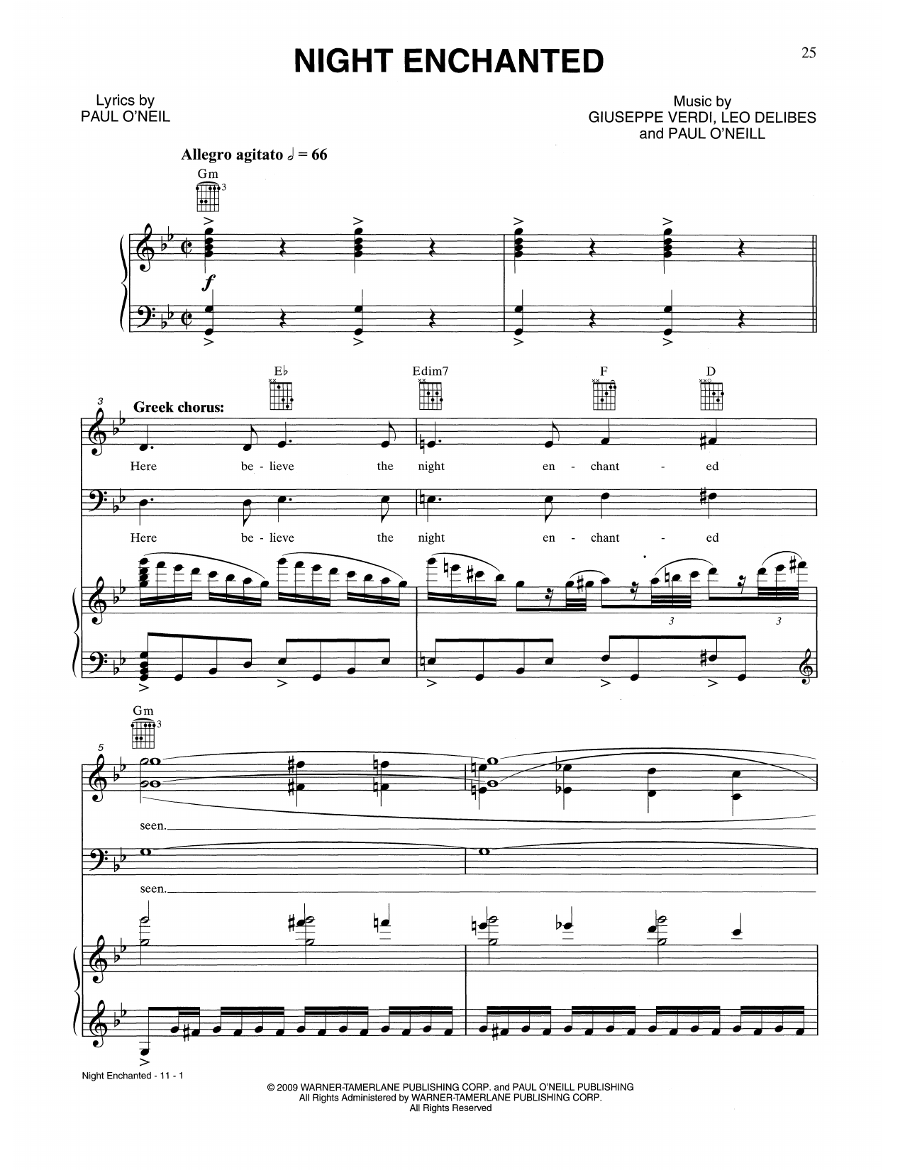Download Trans-Siberian Orchestra Night Enchanted Sheet Music and learn how to play Piano, Vocal & Guitar Chords (Right-Hand Melody) PDF digital score in minutes