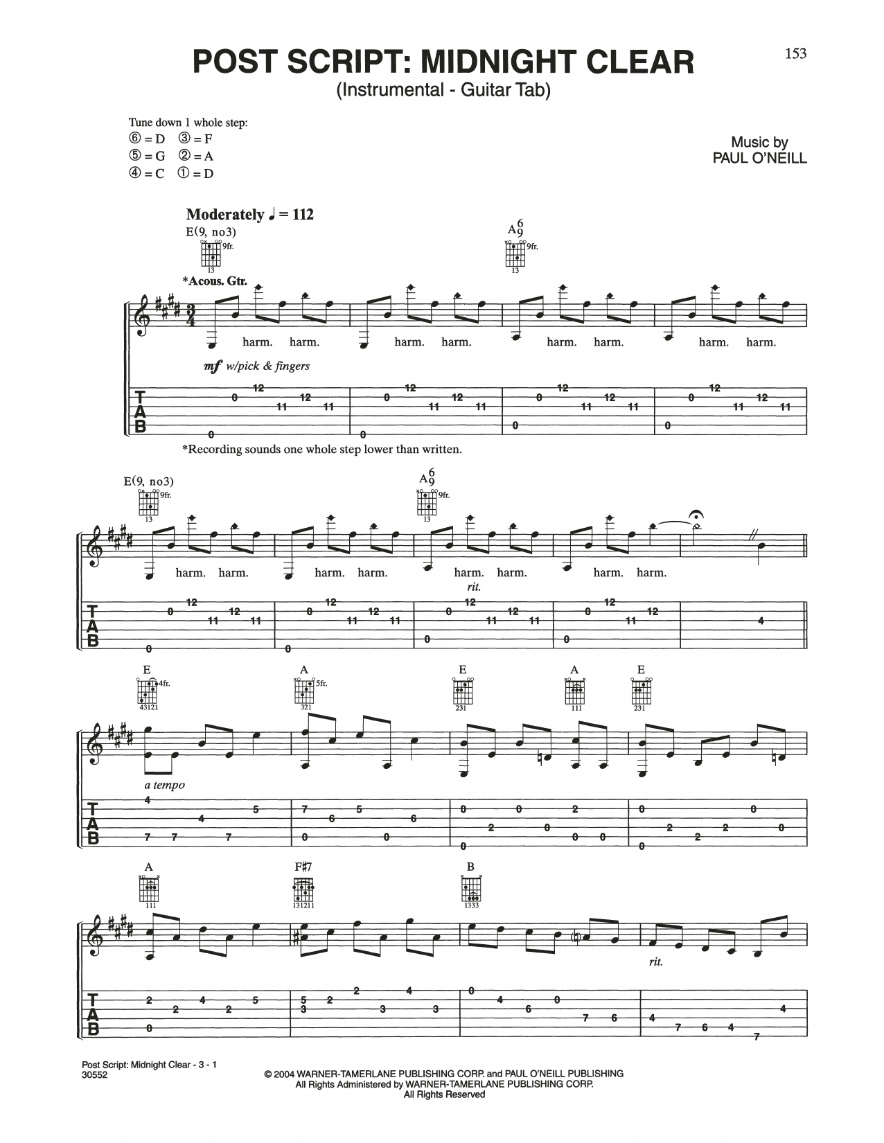 Download Trans-Siberian Orchestra Post Script: Midnight Clear Sheet Music and learn how to play Piano Solo PDF digital score in minutes