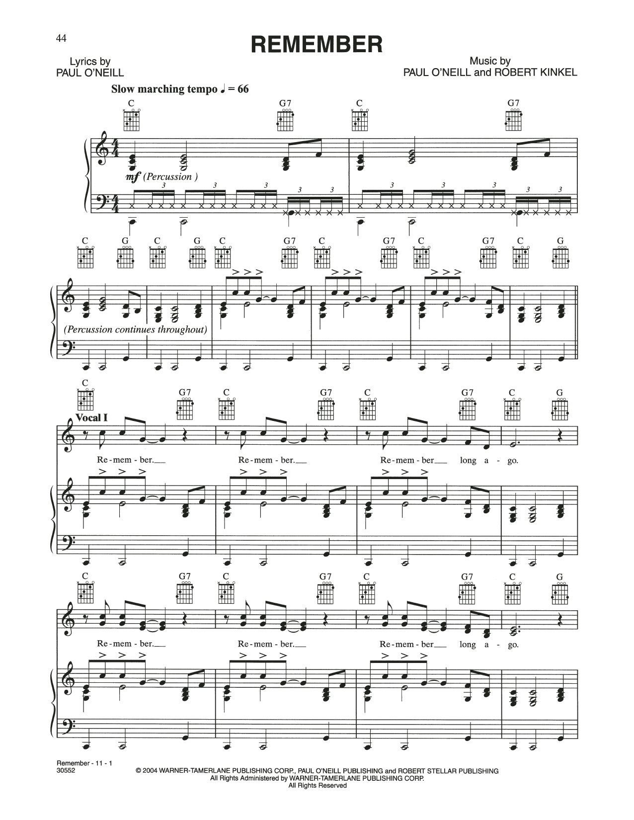 Download Trans-Siberian Orchestra Remember Sheet Music and learn how to play Piano, Vocal & Guitar Chords (Right-Hand Melody) PDF digital score in minutes