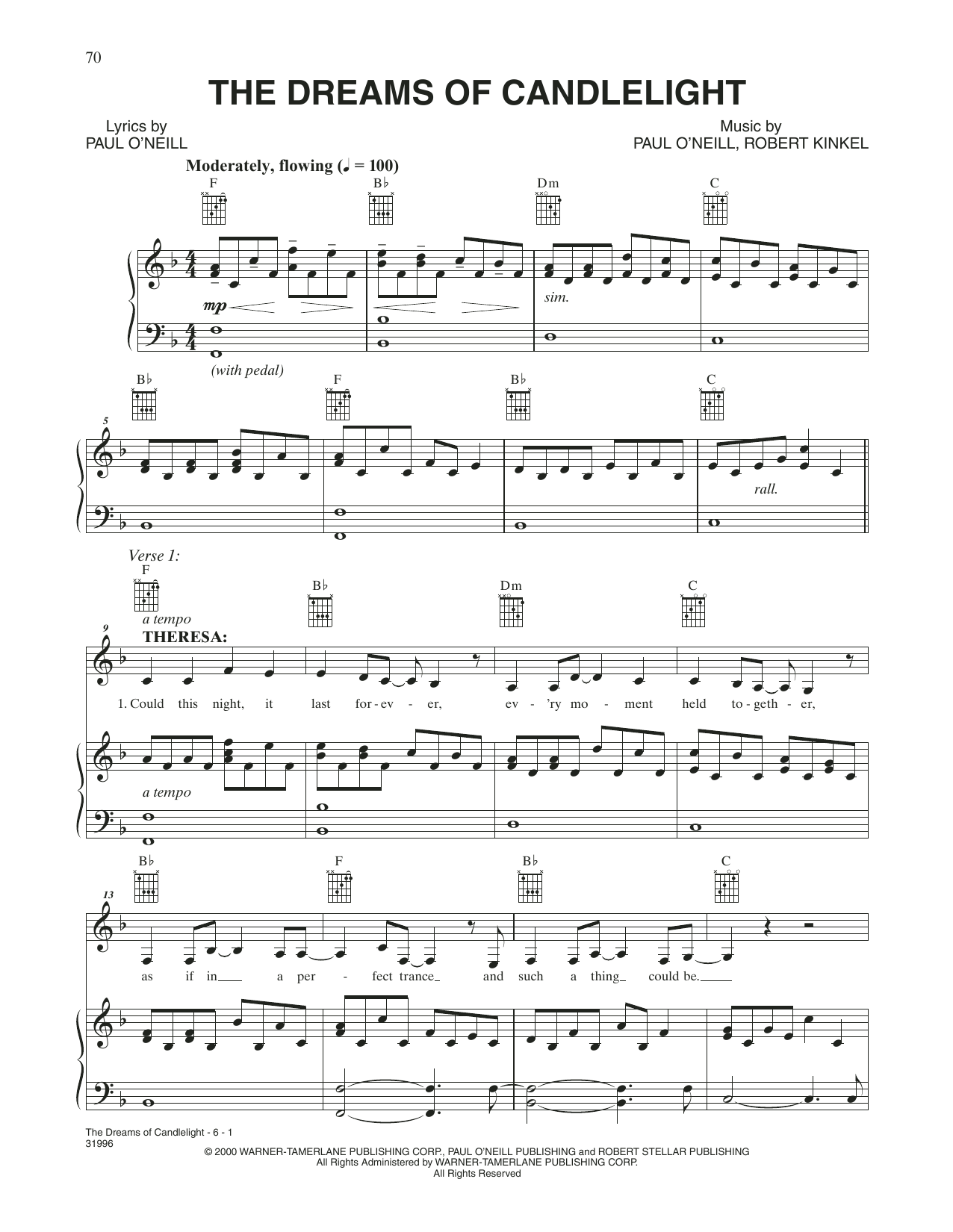 Download Trans-Siberian Orchestra The Dreams Of Candlelight Sheet Music and learn how to play Piano, Vocal & Guitar Chords (Right-Hand Melody) PDF digital score in minutes