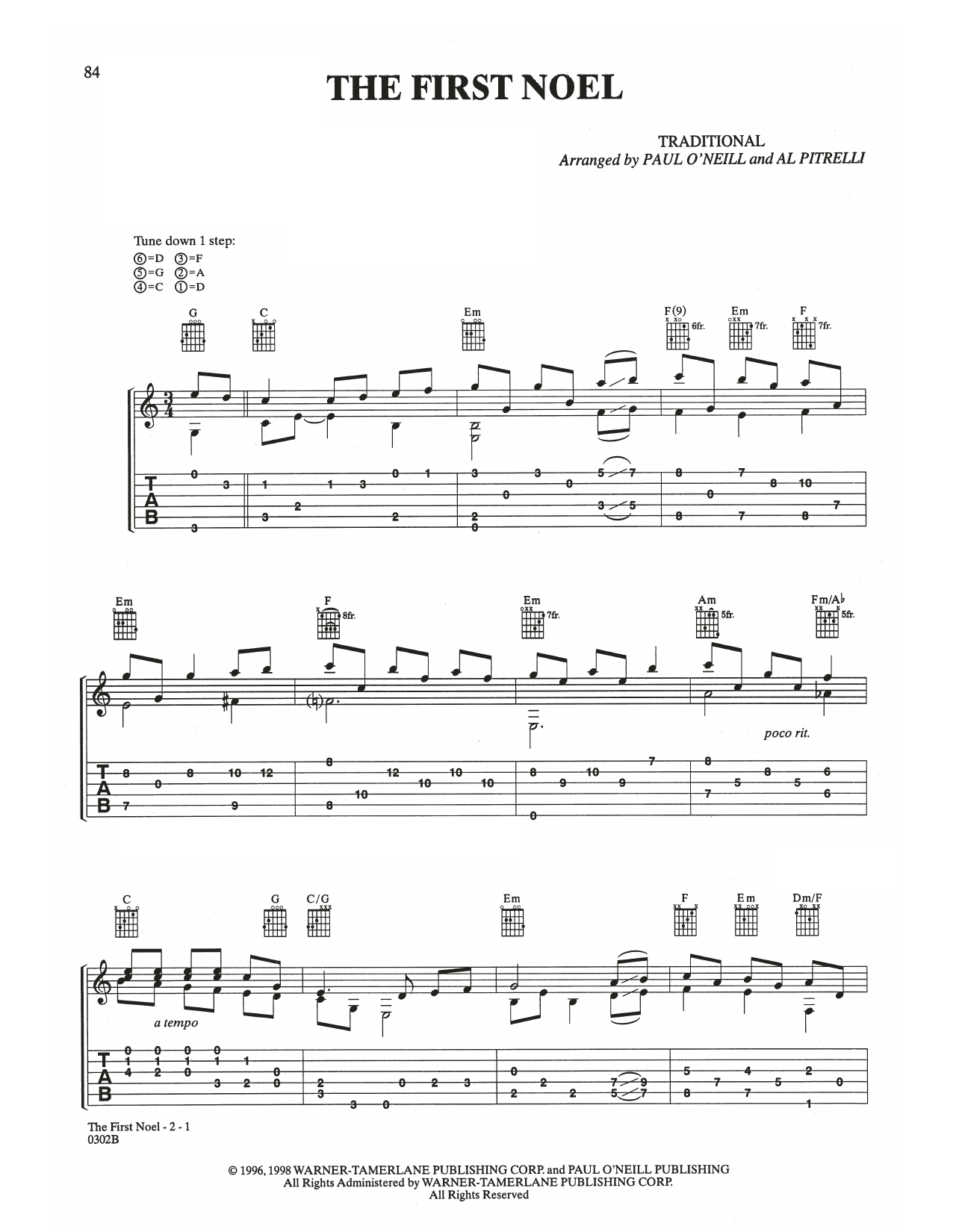 Download Trans-Siberian Orchestra The First Noel Sheet Music and learn how to play Guitar Tab PDF digital score in minutes