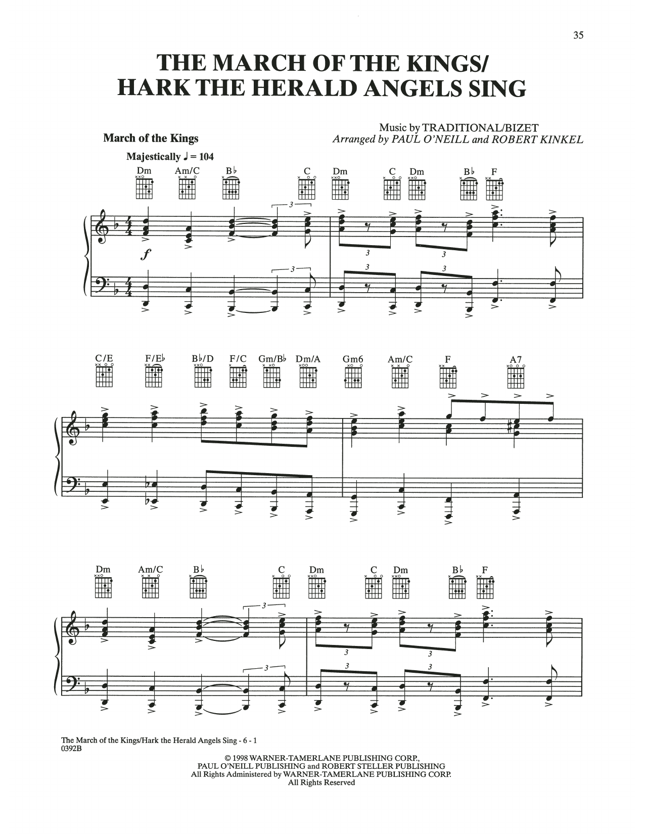 Download Trans-Siberian Orchestra The March Of The Kings / Hark The Herald Angels Sing Sheet Music and learn how to play Piano Solo PDF digital score in minutes