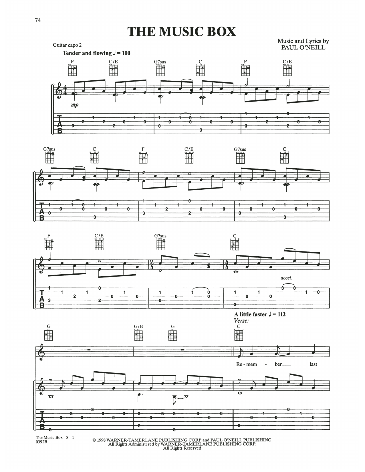Download Trans-Siberian Orchestra The Music Box Sheet Music and learn how to play Guitar Tab PDF digital score in minutes