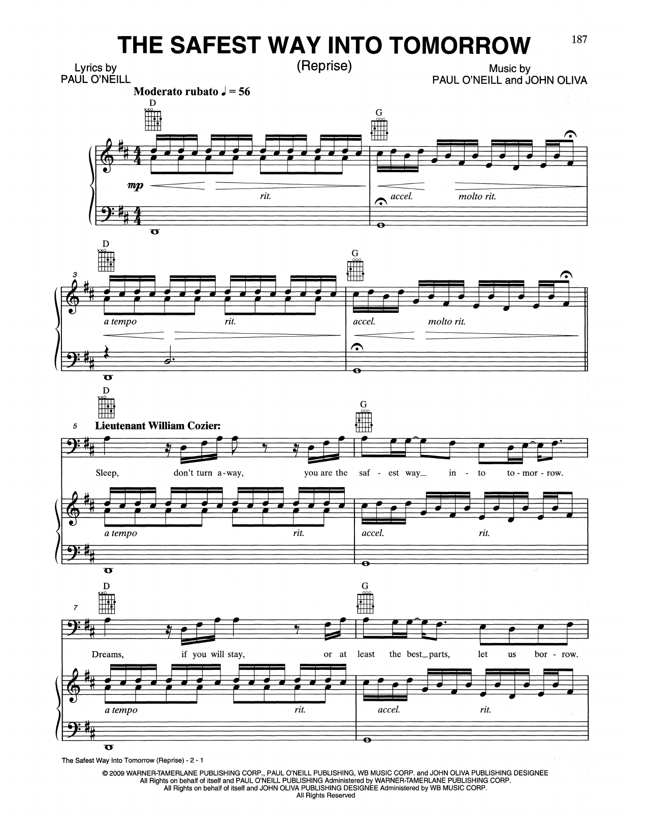 Download Trans-Siberian Orchestra The Safest Way Into Tomorrow (Reprise) Sheet Music and learn how to play Piano, Vocal & Guitar Chords (Right-Hand Melody) PDF digital score in minutes