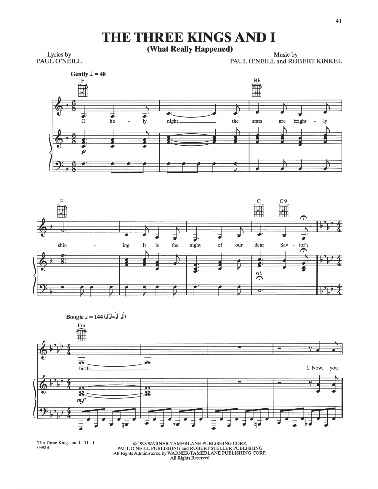 Download Trans-Siberian Orchestra The Three Kings And I (What Really Happened) Sheet Music and learn how to play Piano, Vocal & Guitar Chords (Right-Hand Melody) PDF digital score in minutes