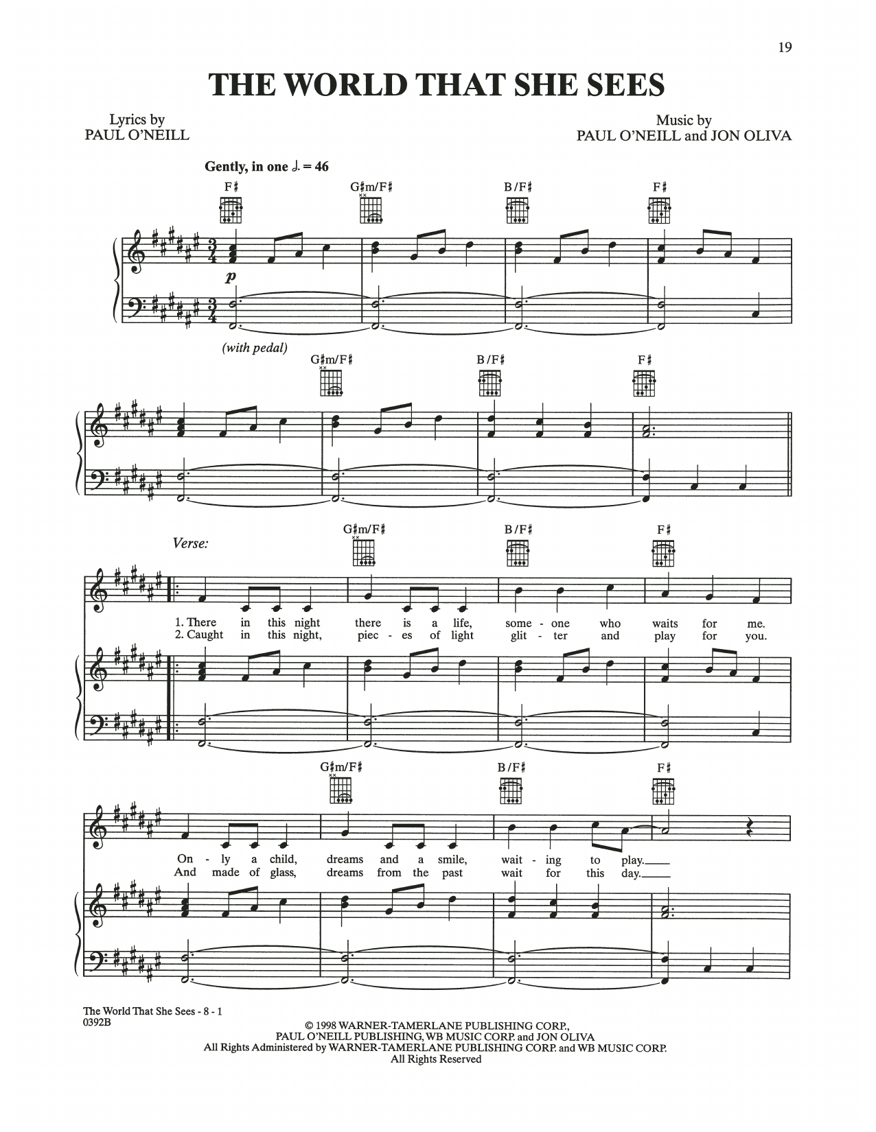 Download Trans-Siberian Orchestra The World That She Sees Sheet Music and learn how to play Piano, Vocal & Guitar Chords (Right-Hand Melody) PDF digital score in minutes