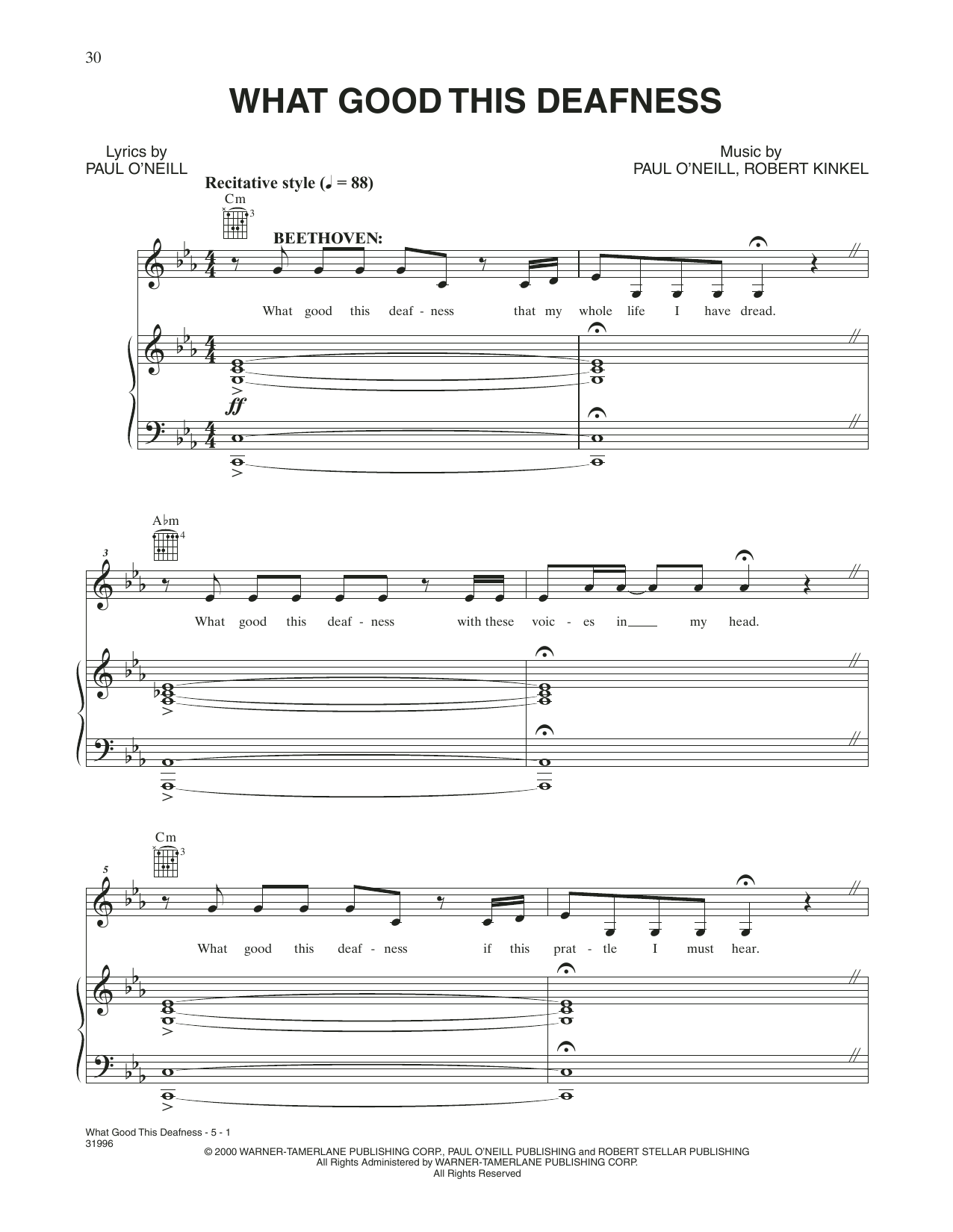 Download Trans-Siberian Orchestra What Good This Deafness Sheet Music and learn how to play Piano, Vocal & Guitar Chords (Right-Hand Melody) PDF digital score in minutes