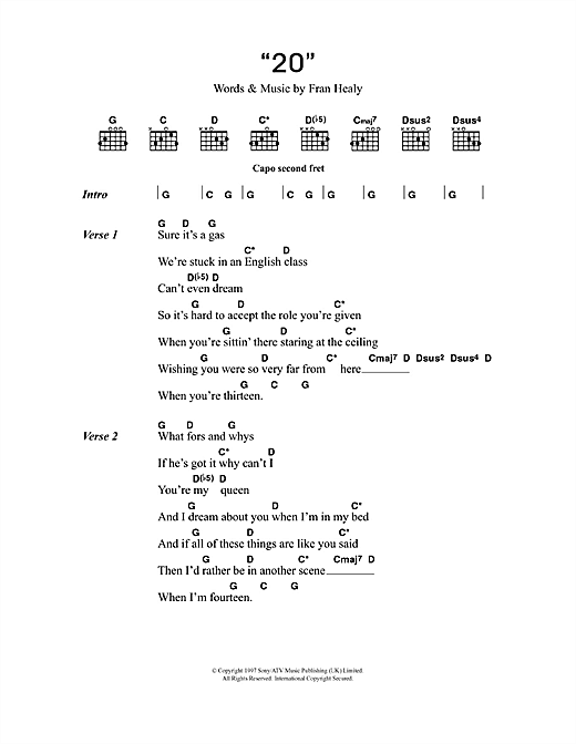 Download Travis 20 Sheet Music and learn how to play Lyrics & Chords PDF digital score in minutes