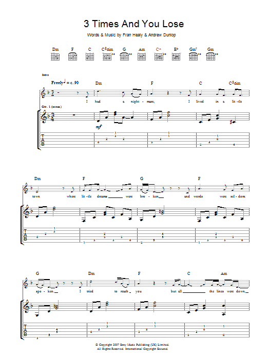 Download Travis 3 Times And You Lose Sheet Music and learn how to play Guitar Tab PDF digital score in minutes