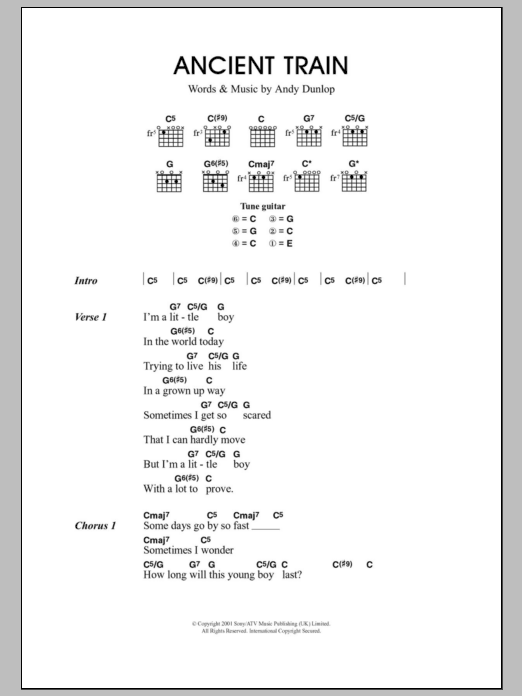 Download Travis Ancient Train Sheet Music and learn how to play Lyrics & Chords PDF digital score in minutes