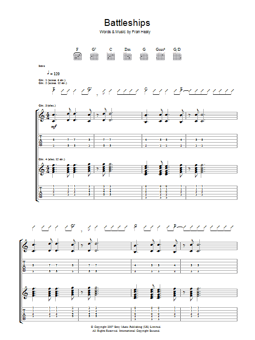 Download Travis Battleships Sheet Music and learn how to play Guitar Tab PDF digital score in minutes