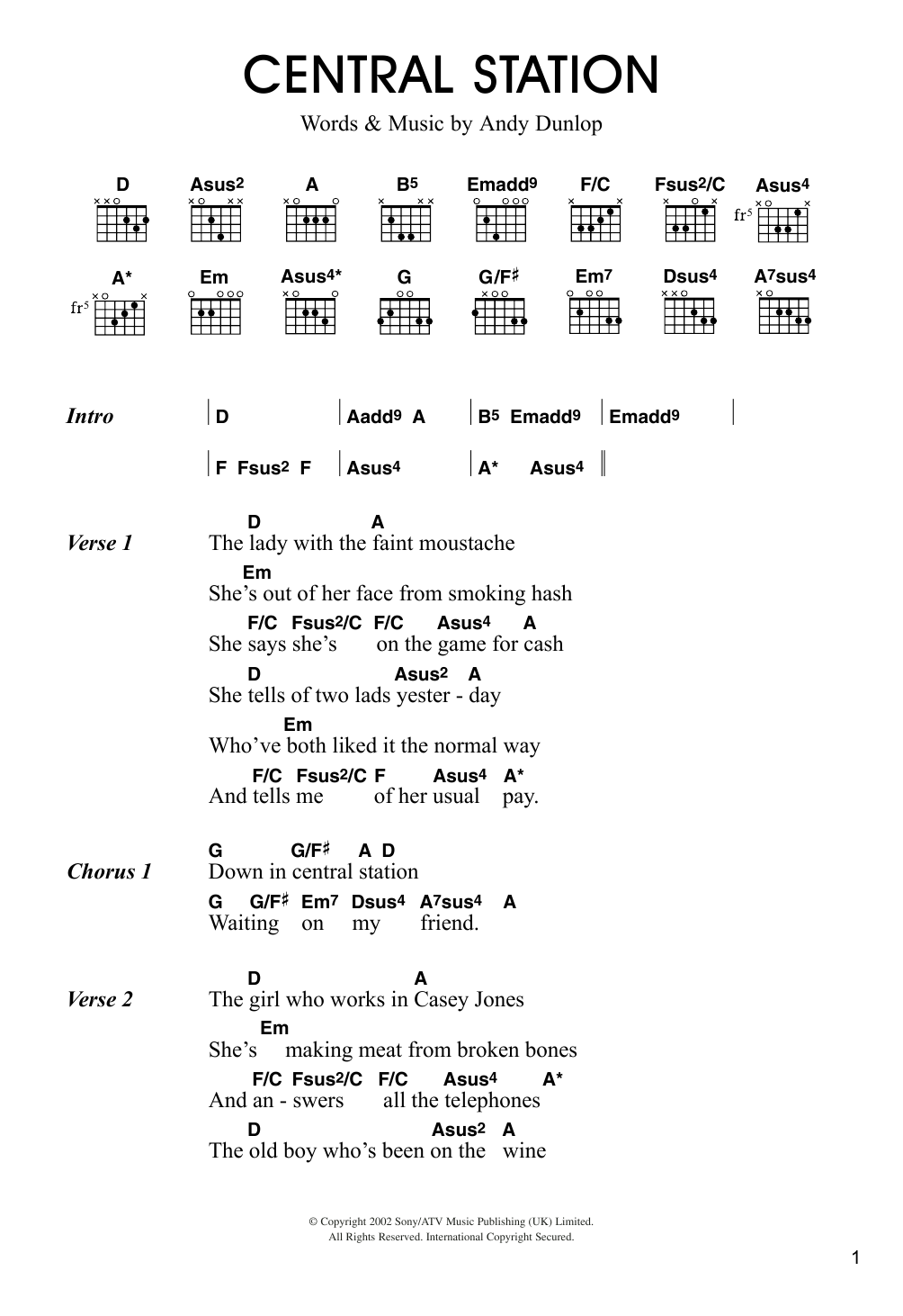 Download Travis Central Station Sheet Music and learn how to play Lyrics & Chords PDF digital score in minutes