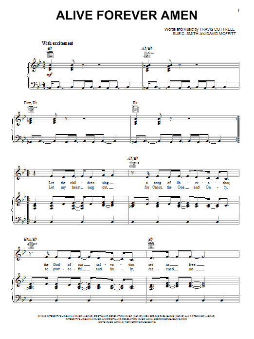 Download Travis Cottrell Alive Forever Amen Sheet Music and learn how to play Piano, Vocal & Guitar (Right-Hand Melody) PDF digital score in minutes