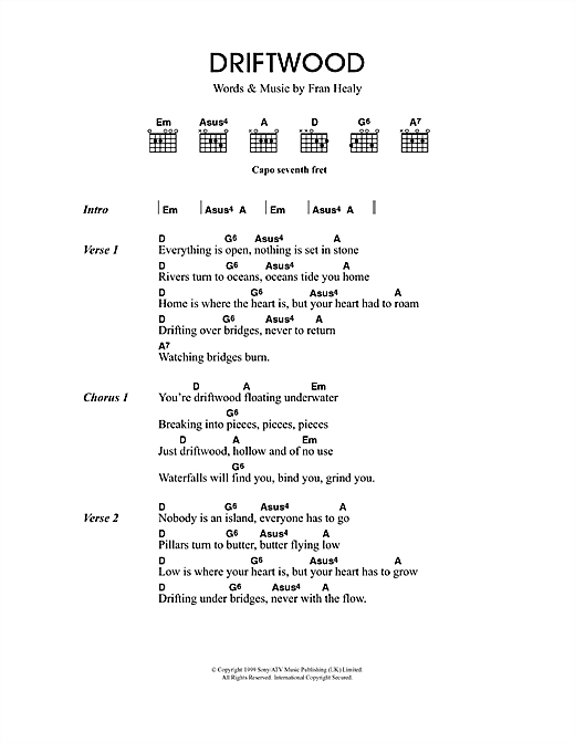 Download Travis Driftwood Sheet Music and learn how to play Piano, Vocal & Guitar PDF digital score in minutes