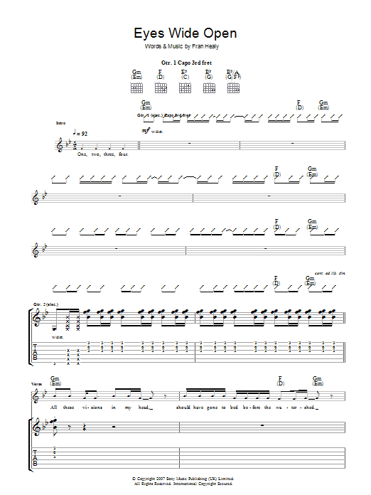 Download Travis Eyes Wide Open Sheet Music and learn how to play Guitar Tab PDF digital score in minutes