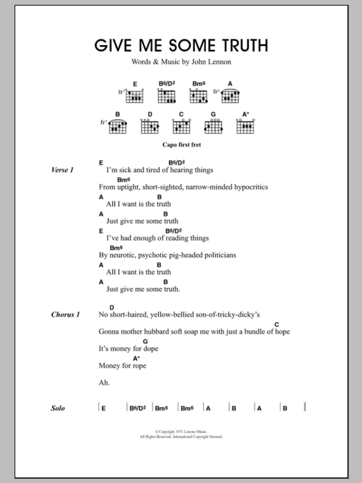 Download Travis Gimme Some Truth Sheet Music and learn how to play Lyrics & Chords PDF digital score in minutes