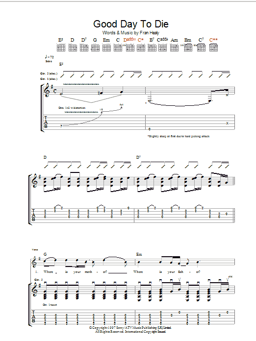 Download Travis Good Day To Die Sheet Music and learn how to play Guitar Tab PDF digital score in minutes