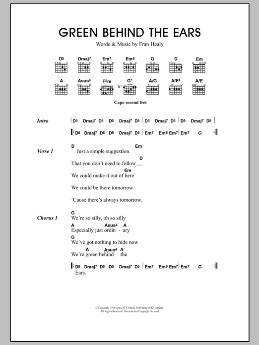 Download Travis Green Behind The Ears Sheet Music and learn how to play Lyrics & Chords PDF digital score in minutes