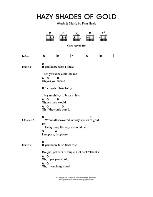 Download Travis Hazy Shades Of Gold Sheet Music and learn how to play Lyrics & Chords PDF digital score in minutes