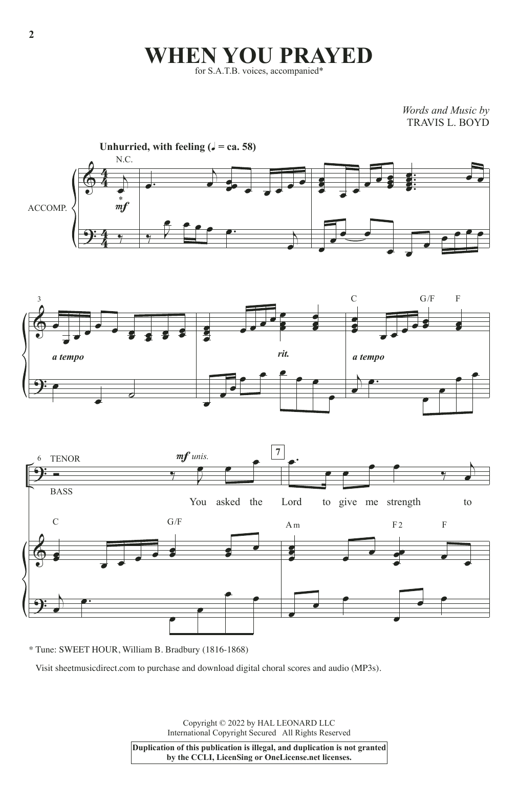 Download Travis L. Boyd When You Prayed Sheet Music and learn how to play SATB Choir PDF digital score in minutes
