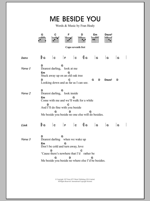 Download Travis Me Beside You Sheet Music and learn how to play Lyrics & Chords PDF digital score in minutes