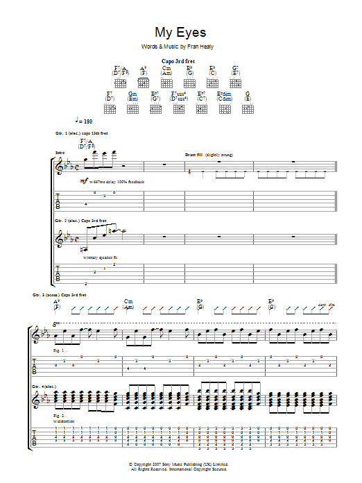 Download Travis My Eyes Sheet Music and learn how to play Guitar Tab PDF digital score in minutes