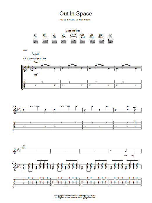 Download Travis Out In Space Sheet Music and learn how to play Guitar Tab PDF digital score in minutes