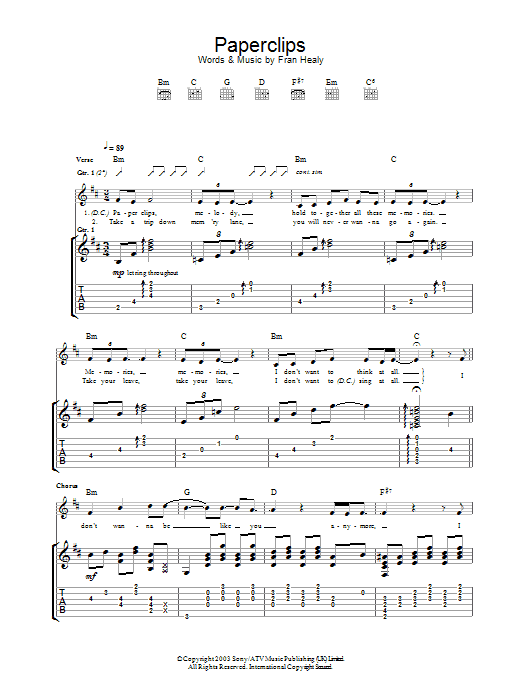 Download Travis Paperclips Sheet Music and learn how to play Guitar Tab PDF digital score in minutes