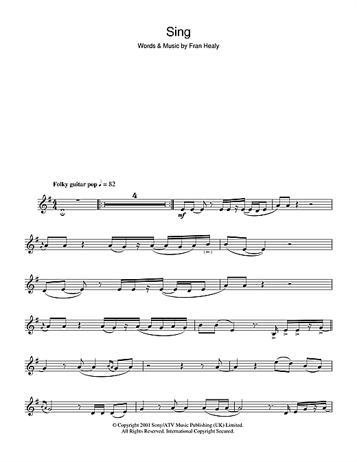 Download Travis Sing Sheet Music and learn how to play Saxophone PDF digital score in minutes