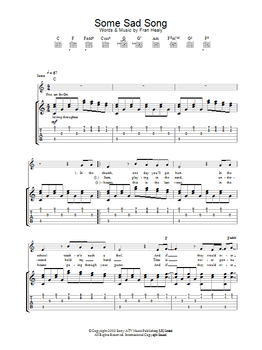 Download Travis Some Sad Song Sheet Music and learn how to play Guitar Tab PDF digital score in minutes