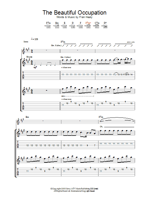 Download Travis The Beautiful Occupation Sheet Music and learn how to play Guitar Tab PDF digital score in minutes