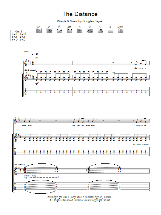 Download Travis The Distance Sheet Music and learn how to play Guitar Tab PDF digital score in minutes