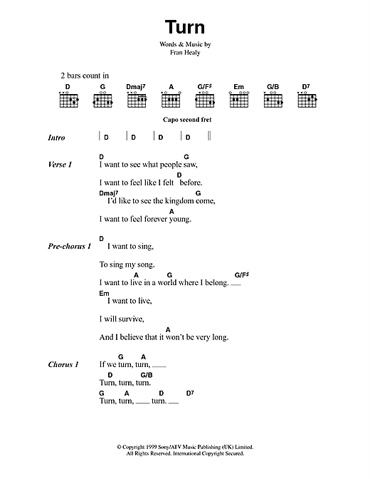 Download Travis Turn Sheet Music and learn how to play Keyboard PDF digital score in minutes