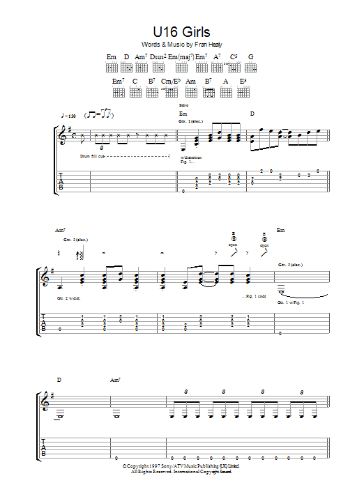 Download Travis U16 Girls Sheet Music and learn how to play Guitar Tab PDF digital score in minutes