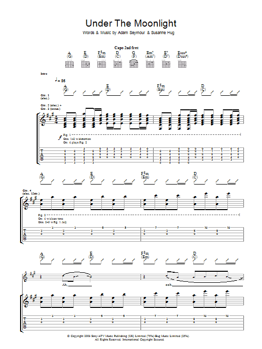 Download Travis Under The Moonlight Sheet Music and learn how to play Guitar Tab PDF digital score in minutes