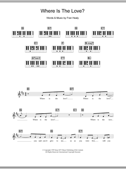 Download Travis Where Is The Love Sheet Music and learn how to play Keyboard PDF digital score in minutes