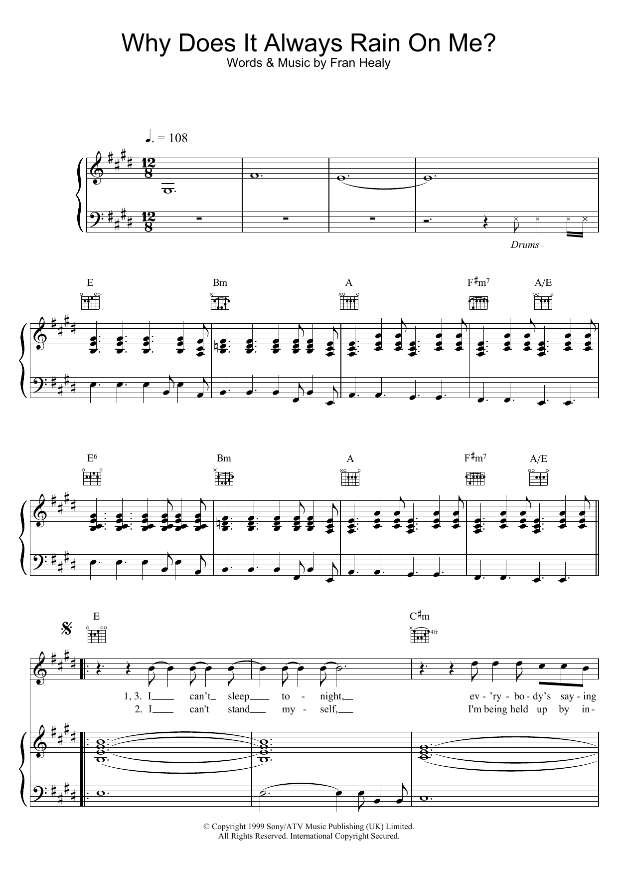 Download Travis Why Does It Always Rain On Me? Sheet Music and learn how to play Ukulele PDF digital score in minutes